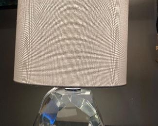Lot #53  $95 - Heavy crystal lamp 6"base 15"H with shade