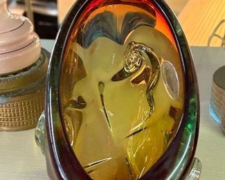 Italian Glass Amber Ashtray