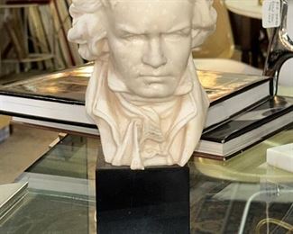 Very Heavy Carved Bust on Onyx Pedestal of Beethoven.  Quality Piece !