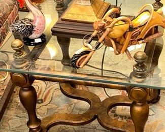 Pair of Glass Top Vintage Tables