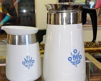 Vintage Pyrex Cornflower Coffee Pots