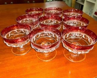Set of 9 Large Sherbert Dish Glass.  All in Pristine Condition in Beautiful Bold Ruby Color.  No Fading.