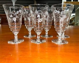 Vintage Floral Etched Small Stems