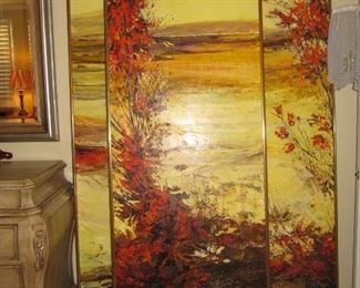 Triptych painting by listed artist Patrick Ryan