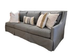$2170 USD     Universal Furniture Custom Hudson Grey Sofa Couch TH154-8     Description: Elevate your living room design with this Hudson sofa from Universal Furniture. Shown in grey textural tweed fabric. Make a bold statement by incorporating this stunning furniture into your home.
Dimensions: 92 x 39 x 37"H 
Seat: 23W | 22D | 21H
Arm: 24
Condition: New - Interior Design Studio Floor Sample. Please note wet / stain on bottom edge as shown in photos
Local pick up Lake Oswego, OR.  Showroom with main floor access. Contact us for shipper suggestion.     https://goodbyhello.com/products/copy-of-norwalk-harlow-chaise-lounge-thd-07?_pos=4&_sid=f9cbd366d&_ss=r