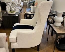 $1040 USD     Universal Furniture Custom Getaway Surfside Blk Striped Wing Chair TH154-11     Description: Make a statement with this daring, vertical navy stripe that defines the Surfside Wing Chair, a regal upholstery furnishing featuring an exaggerated back and tapered legs.  This listing is for ONE chair.  We have two available.
Dimensions: 37 x 34 x 49"H
Condition: New - Interior Design Studio Floor Sample
Local pick up Lake Oswego, OR.  Showroom with main floor access.  Contact us for shipper suggestions.      https://goodbyhello.com/products/copy-of-norwalk-lansing-metal-chair-2-available-thd-10?_pos=12&_sid=f9cbd366d&_ss=r