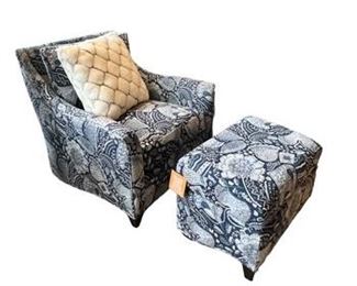 $2170 USD    Norwalk Custom Whistler Floral Chair + Ottoman TH154-1     Description: The Whistler Chair is at once contemporary and classic with a comfortable loose-pillow high back and slender flared arms. Welted trim and custom upholstery enhance the straight front rail and shaped side rail, as well as the sweep of the outside arms up to the back. The coordinating Ottoman echoes the beautiful silhouette.
Dimensions: 32 x 38 x 35"H 
Seat: W22 | D2 | H21
Arm: 25H
Condition: New - Interior Design Studio Floor Sample
Local pick up Lake Oswego, OR.  Showroom with main floor access. Contact us for shipper suggestions.       https://goodbyhello.com/products/norwalk-whistler-chair-thd-01?_pos=2&_sid=f9cbd366d&_ss=r