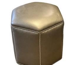 $500 USD     Norwalk Custom Sextet Leather Nail Head Six Sided Ottoman TH154-13      Description: Distinctive nail head treatment accentuates the six side panels of the Sextet Ottoman. The perfect occasional ottoman for extra seating, the Sextet can easily find its way into boudoir or living room.
Dimensions: 17 x 20 x 19"H 
Condition: New - Interior Design Studio Floor Sample
Local pick up Lake Oswego, OR.  Showroom with main floor access.  Contact us for shipper suggestions.     https://goodbyhello.com/products/copy-of-norwalk-renee-swiver-chair-thd-12?_pos=15&_sid=f9cbd366d&_ss=r