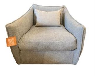 $870 USD       Bernhardt Jolie 360 Swivel Chair in Grey Flannel TH154-14      Description:  Relaxation meets sophisticated European styling. The Jolie offers a lot of look, with her flange edged arm and low, deep seat, this chair is the ultimate in comfort and comes standard with a superior plush cushion. Featured in a warm greige body cloth and accented with a pair of linen flange pillows and a second pair in a neutral, transitional damask pattern. Swivel chair. Low European-style seating. Exposed wood legs.
Condition: New - Interior Design Studio Floor Sample
Dimensions: W 36" / D 38" / H 32.5" / 95 lb.
Local pick up Lake Oswego, OR.  Showroom with main floor access. Contact us for shipper suggestions.      https://goodbyhello.com/products/copy-of-norwalk-hexagon-ottoman-thd-13?_pos=5&_sid=f9cbd366d&_ss=r