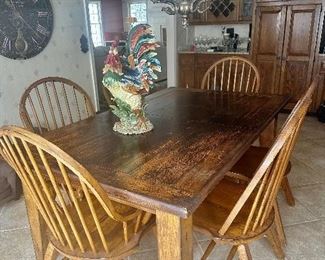 Solid, wood farmhouse, table, and