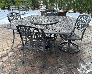 Fortunoff Table with 4 Chairs and Lazy Susan