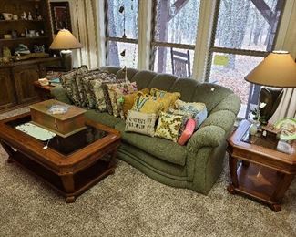 Overstuffed Sofa (Matches Sleeper Sofa)with Coffee Table and End Tables