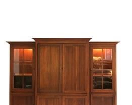 $375 USD      Brown Street Cherry Lighted 3 Pc Entertainment Center KL168-6      Description: Glass side doors and media center section.  Pocket door system.  
Dimensions: Enter Center 53w x 27d x 80"H; Side Units 29w x 21d x 77"H
Condition: very good condition.
Local pick up Vienna, VA.  Located on first floor.  Contact us for shipper suggestions.     https://goodbyhello.com/products/brown-street-cherry-lighted-entertainment-center-kl168-6?_pos=9&_sid=63456a554&_ss=r