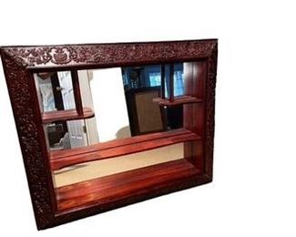 $150 USD     Windsor Mode Illinois Moulding Co. Ornate Wood Shelf Mirror MK144-28     Description: From the late 1950's. Production number 1971.  Antique wall shelf mirror curio shadow box.
Dimensions: 37 x 32"H
Condition: Very good condition.
Local pick up McLean VA.  Contact us for shipper suggestions      https://goodbyhello.com/products/windsor-mode-illinois-moulding-co-ornate-wood-shelf-mirror-mk144-28?_pos=6&_sid=dcf795ae1&_ss=r