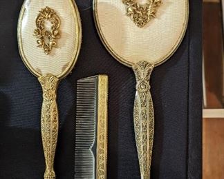 Vintage Mirror and Brush Set