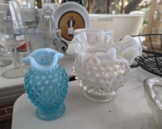 Ruffled Edge Hobnail Vases