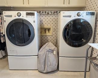 LG Washer and Dryer with Pedestals - Washer Model No. WM3470HWA; Dryer Model No. 206KWHX48225