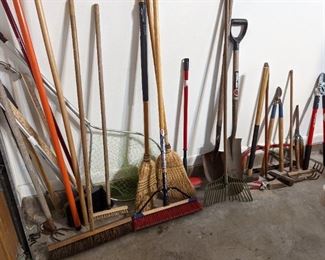 Assorted Tools and  Brooms