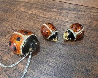Faberge Ladybug Earrings and Brooch