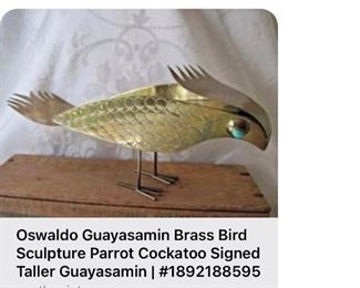 Oswaldo Guayasamin Brass Bird Sculpture Signed Taller Guayasamin 