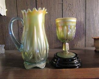 Fenton Levay Cactus pitcher and six Goblets