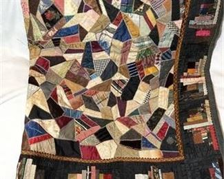 Lot 19 3 Bid(s)
Vintage Original and Telling "Crazy" Quilt 50x58"