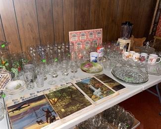 Barware, cut glass cake plates and Party trays 