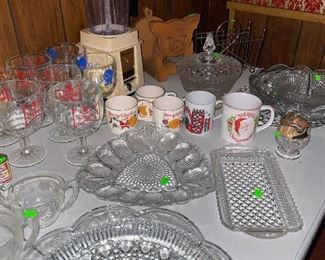 Mugs stacking vintage party tray cut glass 