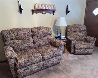 LaZBoy reclining love seat and reclining rocking chair 