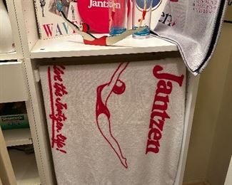 Vintage Jantzen advertisement work, books, towels, sweatshirts, etc