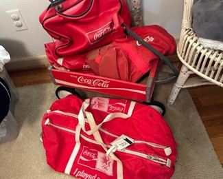 Vintage Coca- Cola coolers and wagon
