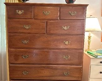 Vintage mahogany tall dresser with 9 drawers