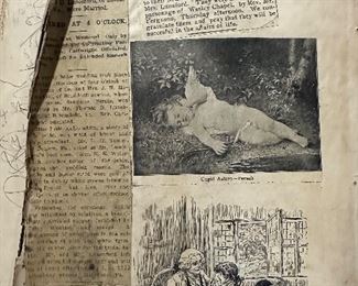 Antique writings, scrapbooks, advertisements, postcards, etc 