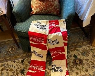 Vintage one of a kind Coca Cola flare pants and matching hat outfit 