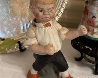 Antique porcelain German fighting boy bobble head 