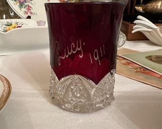 Antique Ruby flashed vase from 1911