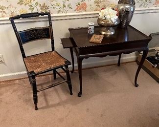 Fancy chair and side table with two pull out drawers