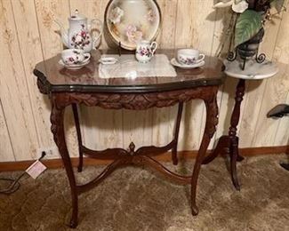 Antique Parlor Table w/ Glass Top