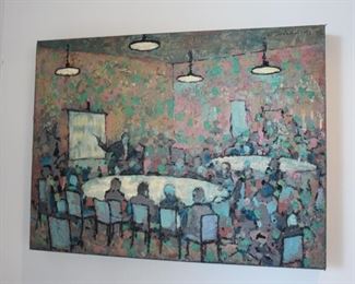 Carl Richards "The Meeting" oil on canvas