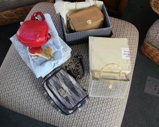 Vintage bags - Judith Leiber, Walborg lucite, Missoni, Rodo gold leather