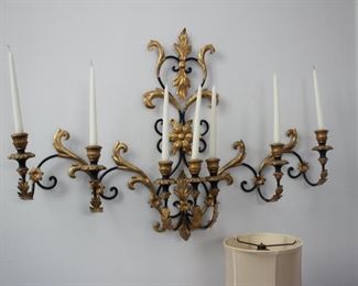 Vintage iron & gilt metal candle sconce