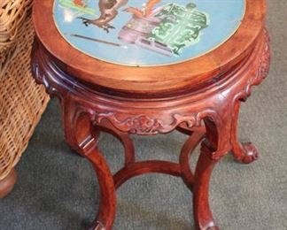 Chinese Rosewood table with cloisonné inset