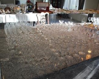 Lots of crystal stemware: Royal Leerdam “Alycia”, Bohemia Crystal-Crystalex “Isabelle”, Old Williamsburg;