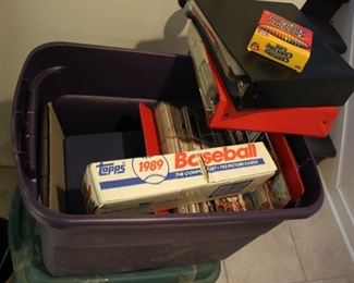 Two tubs of trading cards - mostly hockey, small amount of baseball