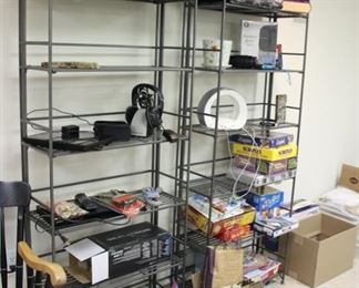 Assorted electronics, games, etc (folding shelves NOT for sale)
