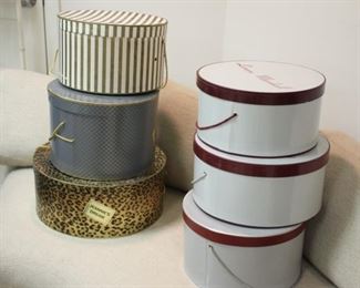 Vintage hat boxes with hats
