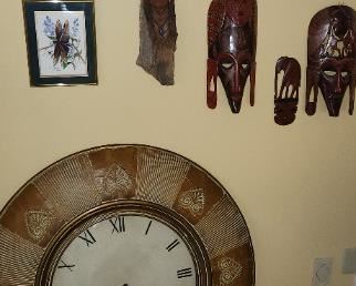 African masks and huge working clock