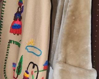 mouton fur coat and Indian jacket