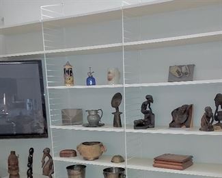 Swedish Modern "String Shelf", African Collectibles