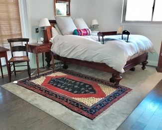 Queen Adjustable Bed, Hand Woven Oriental Rug, Antique Hitchcock Chairs